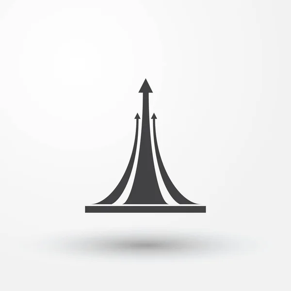 Üç kıvrımlı ok Pazar logo vektör artan siyah.