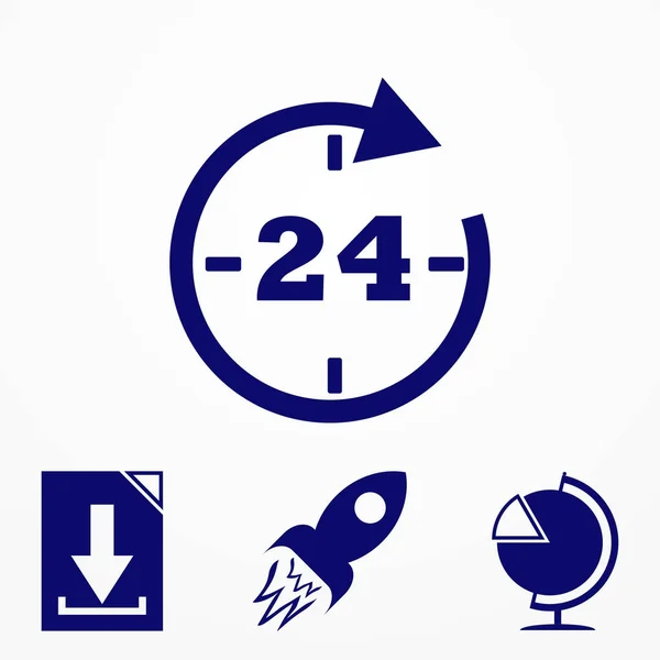 24 saat simge vektör. Tam döndürme. web için simge