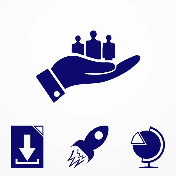 Gri zemin üzerine mavi insanlar kutsal kişilerin resmi. Düz vektör görüntü.