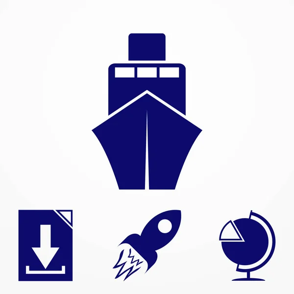 Het pictogram van het schip. Cruise tour, levering concept, Marine Boot. Transport aanmelden geïsoleerd op een grijze achtergrond, Eps10 — Stockvector