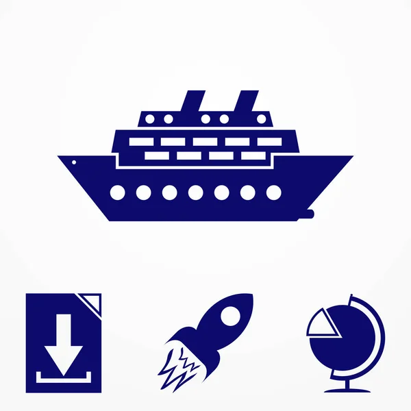 Het pictogram van het schip. Cruise tour, levering concept, Marine Boot. Transport aanmelden geïsoleerd op een grijze achtergrond, Eps10 — Stockvector