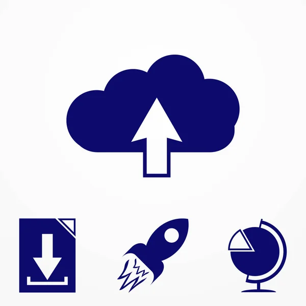 Şimdi simgesini indirin. Bulut sembolünden yükleyin. Veri uzaktaki depolama birimi işareti almak.