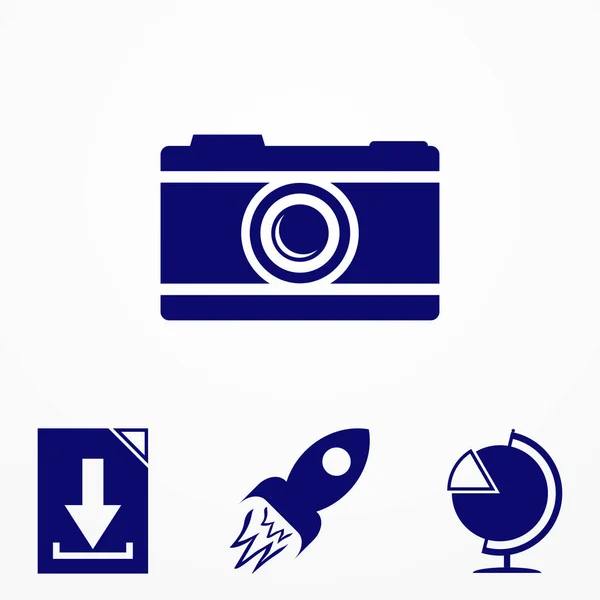 Camera-icoontje, platte foto vector geïsoleerd. Afbeelding van het logo — Stockvector