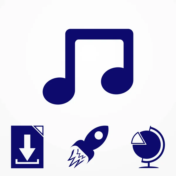 müzik Not simgesi mavi. Web sitesi için düz görüntü.