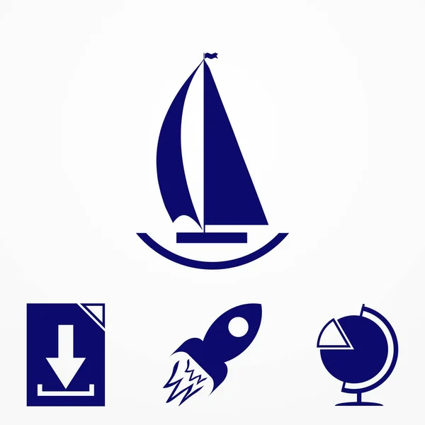 Het pictogram van de boot van het schip. Vector afbeelding voor website. — Stockvector