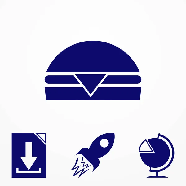 Blauwe hamburger pictogram. vectorillustratie voor website. — Stockvector