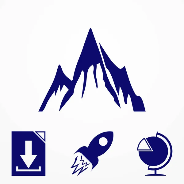 Mountain Logo. Templat logo desain datar. Vector Illutrator eps.10 - Stok Vektor