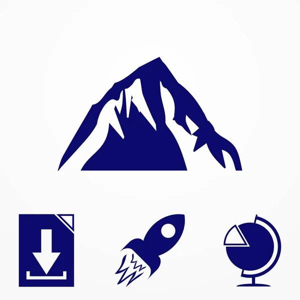 Mountain Logo. Templat logo desain datar. Vector Illutrator eps.10 - Stok Vektor