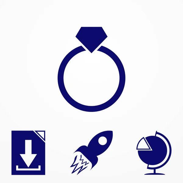 Diamond ring pictogram. Liefde of paar pictogram van het element. Premium kwaliteit grafisch ontwerp. Tekenen, overzicht symbolen collectie pictogram voor websites — Stockvector