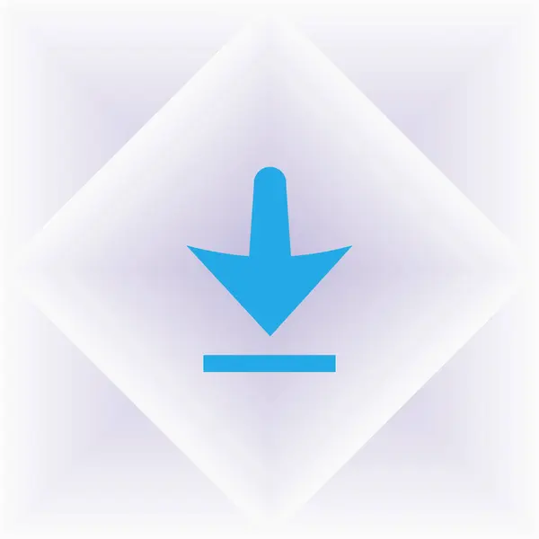 Modrá šipka dolů ikonu. Plochá stažení znamení izolované Grey. — Stockový vektor