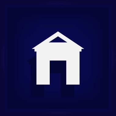 Üzerinde mavi arka plan izole trendy düz stil ev simgesini. Vektör çizim, Eps10.