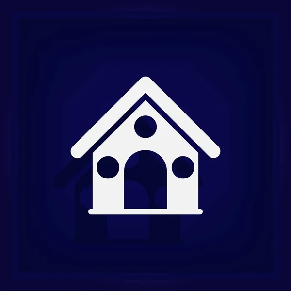 Huisje in trendy vlakke stijl geïsoleerd op blauwe achtergrond. Vectorillustratie, Eps10. — Stockvector