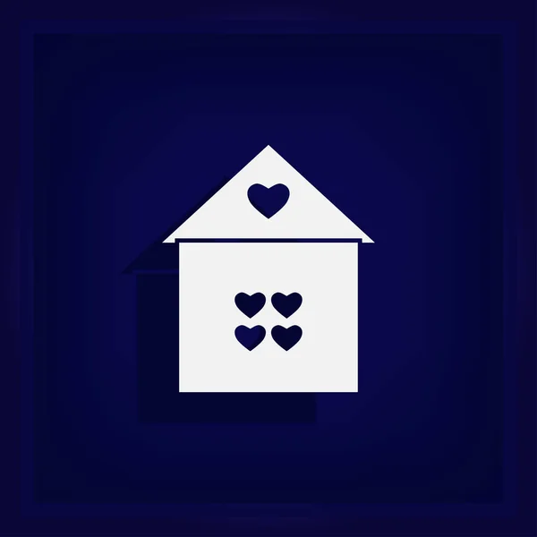 Huisje in trendy vlakke stijl geïsoleerd op blauwe achtergrond. Vectorillustratie, Eps10. — Stockvector