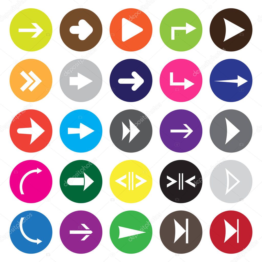 Arrows icon set. Vector flat icons for website.