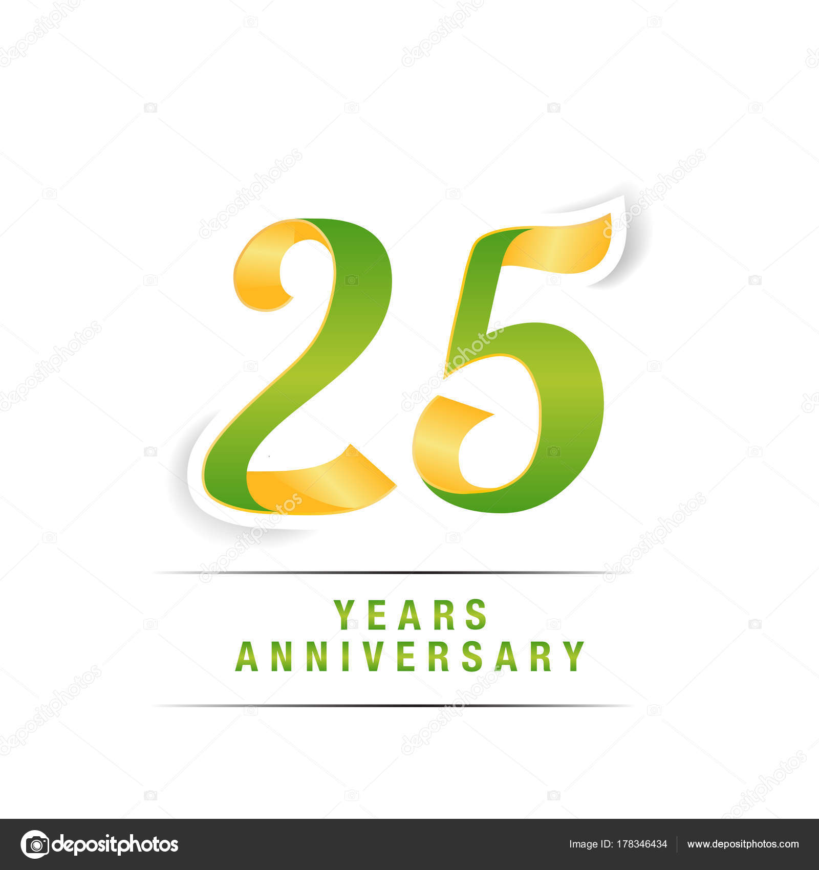 Celebration Logo Anniversaire Vert Jaune Ans Illustration Vectorielle Isolee Sur Image Vectorielle Par Seklihermantaputra Gmail Com C Illustration