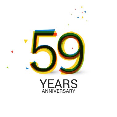 59 yaş yıldönümü katmanlı ve renkli kutlama logosu beyaz arka plan üzerinde izole