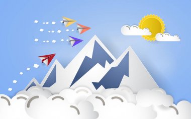 Renkli vektör Illustration ekoloji Tema, kağıt kullanılarak stil kesme