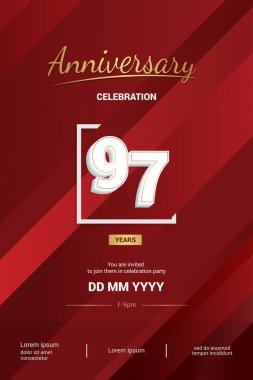 97 yıl yıldönümü logo vektör çizim arka plan üzerinde 3d beyaz numarasıyla