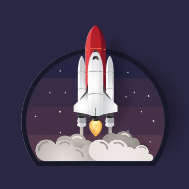 Renk tam Rocket logosu şablonu. Vektör çizim modern düz ve çizgi stilini