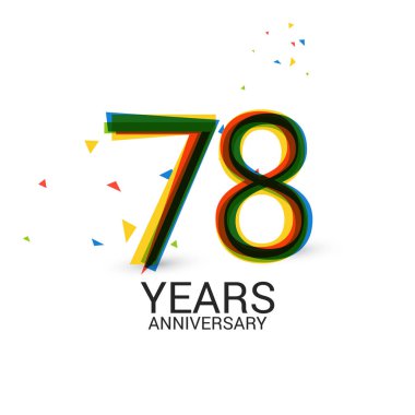 78 yıl yıldönümü katmanlı ve renkli kutlama logosu beyaz arka plan üzerinde izole