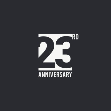 23 yıl yıldönümü kutlama basit logo tasarım. Sayı siluet siyah arka plan, vektör çizim üzerinde beyaz kutu içinde. 
