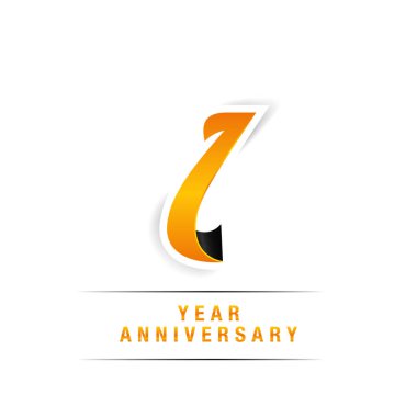 1 yıl beyaz arka plan üzerinde siyah ve sarı yıldönümü kutlama Logo izole