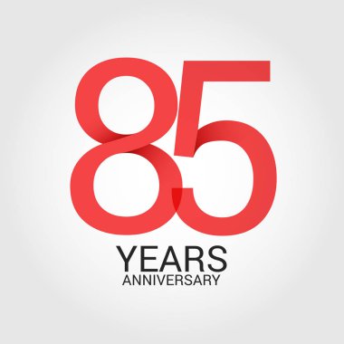Logo şablonu renkli vektör çizim ile kırmızı sayı 85 ve beyaz arka plan üzerinde izole gri metin yıl yıldönümü