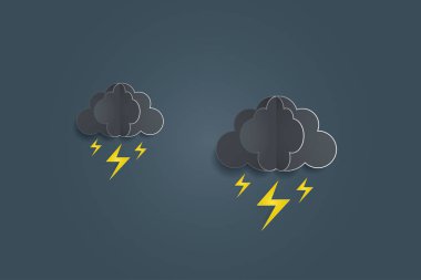 Gökyüzü bulutlu renkli vektör çizim, kağıt tarzı kes.