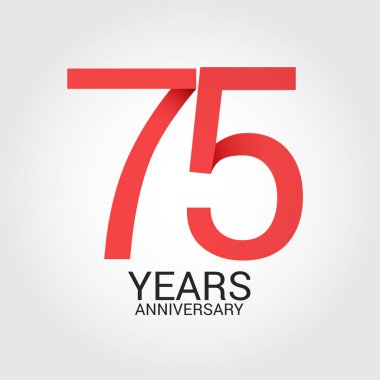 Logo şablonu renkli vektör çizim ile kırmızı sayı 75 ve beyaz arka plan üzerinde izole gri metin yıl yıldönümü