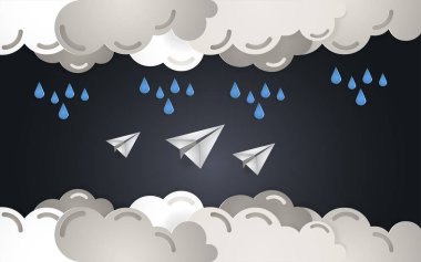 Renkli vektör Illustration ekoloji Tema, kağıt kullanılarak stil kesme