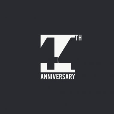 44 yıl yıldönümü kutlama basit logo tasarım. Sayı siluet siyah arka plan, vektör çizim üzerinde beyaz kutu içinde. 