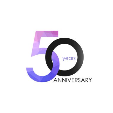 50 yıl yıldönümü geometrik tarzı ile vektör çizim renkli düşük Poli tasarımıyla