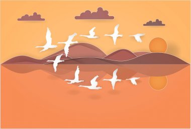 Colorful vector Illustration of ecology theme, using paper cut style clipart