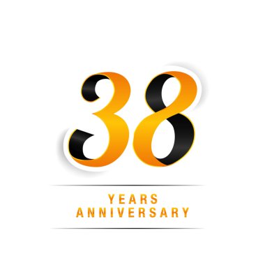 38 yaş beyaz arka plan üzerinde siyah ve sarı yıldönümü kutlama Logo izole