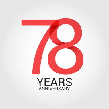 Logo şablonu renkli vektör çizim ile kırmızı sayı 78 ve beyaz arka plan üzerinde izole gri metin yıl yıldönümü