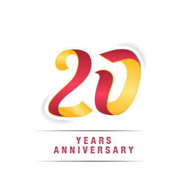20 yıl beyaz zemin üzerine kırmızı ve sarı yıldönümü kutlama Logo izole