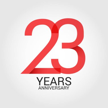23 numaralı kırmızı ve beyaz arka plan üzerinde izole gri metin yıl yıldönümü ile logo şablonu renkli vektör çizim