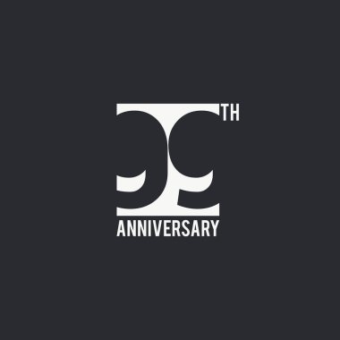 99 yıl yıldönümü kutlama basit logo tasarım. Sayı siluet siyah arka plan, vektör çizim üzerinde beyaz kutu içinde. 