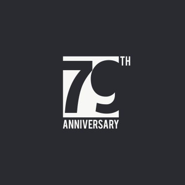 79 yıl yıldönümü kutlama basit logo tasarım. Sayı siluet siyah arka plan, vektör çizim üzerinde beyaz kutu içinde. 