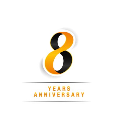 8 yaşındaki beyaz arka plan üzerinde siyah ve sarı yıldönümü kutlama Logo izole