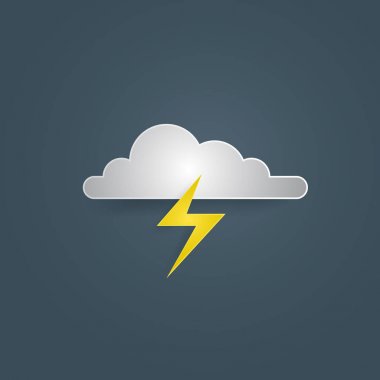 Gökyüzü bulutlu renkli vektör çizim, kağıt tarzı kes.