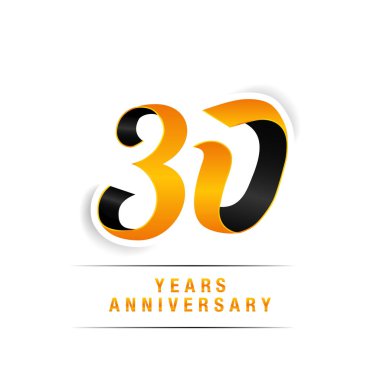 30 yıl beyaz arka plan üzerinde siyah ve sarı yıldönümü kutlama Logo izole