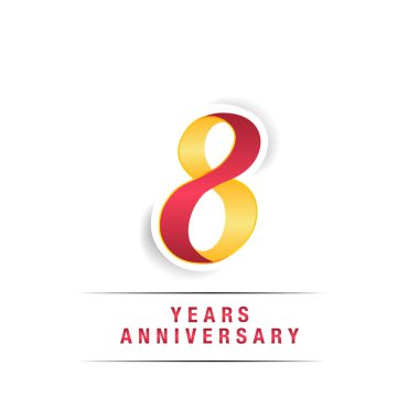 8 yaşındaki beyaz zemin üzerine kırmızı ve sarı yıldönümü kutlama Logo izole