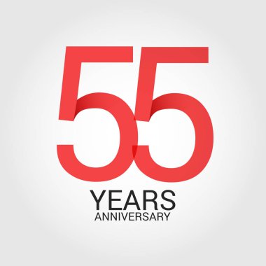 Logo şablonu renkli vektör çizim ile kırmızı sayı 55 ve beyaz arka plan üzerinde izole gri metin yıl yıldönümü