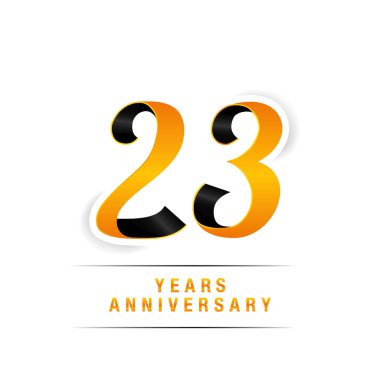 23 yıl beyaz arka plan üzerinde siyah ve sarı yıldönümü kutlama Logo izole