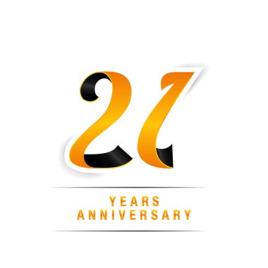 21 yaş beyaz arka plan üzerinde siyah ve sarı yıldönümü kutlama Logo izole