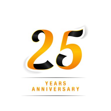 25 yıl beyaz arka plan üzerinde siyah ve sarı yıldönümü kutlama Logo izole