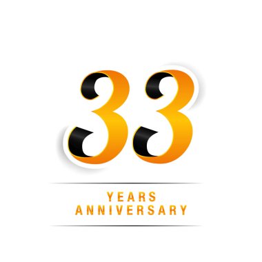 33 yaş beyaz arka plan üzerinde siyah ve sarı yıldönümü kutlama Logo izole