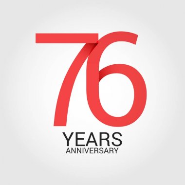 Logo şablonu renkli vektör çizim ile kırmızı sayı 76 ve beyaz arka plan üzerinde izole gri metin yıl yıldönümü