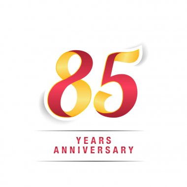 85 yıl beyaz zemin üzerine kırmızı ve sarı yıldönümü kutlama Logo izole